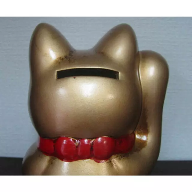 Maneki Neko K5245 Retro Lucky beckoning cat gold right hand raised 15cm 3