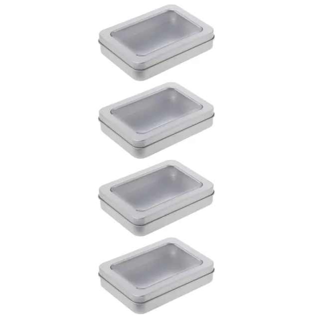 4 PCS Étui En Fer Blanc Boîtes Avec Couvercles À Charnières Clés USB Mariée Thé