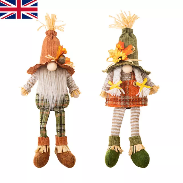 Autumn Fall Faceless Gnome Plush Doll Dwarf Gonks Thanksgiving Ornament UK