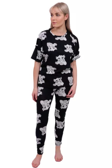 Womens Ladies Pyjamas PJ Top Bottoms Set Loungewear Cotton Lion King Size 4-22