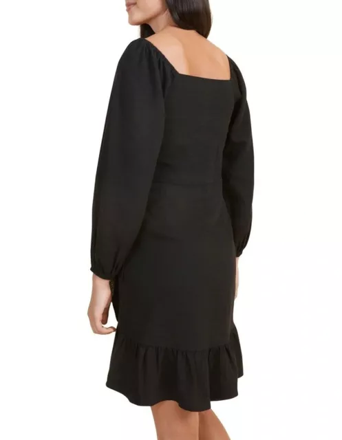 Seed Teen Girls Black Long Sleeve  Linen Blend Dress Size 14 Bnwt $69.95 3