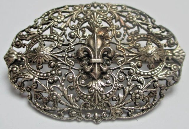 Magnifique Broche Vintage Fleur Filigrane En Argent Pur - Bijou Ancien 2480