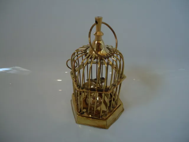 Brass Small BirdCage Vintage Style With Swing & Feeders Display Bird Cage Gift b