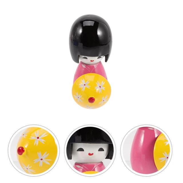 Poupées Kokeshi Japonaises En Bois - Lot De 2 Figurines Kimono 11.2cm