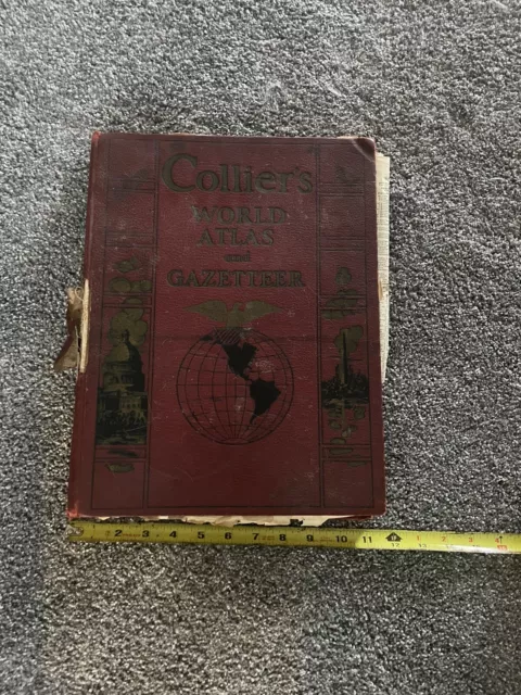 Colliers World Atlas and Gazetteer 1937 Hardcover Large Print Color Maps