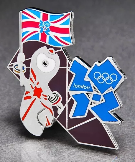 2012 LONDON OLYMPIC PIN Mascot Holding Flag Paris 2024 TRADER