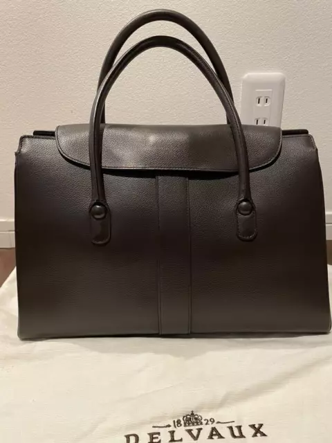Delvaux Brillant GM Women's Tote bag Handbag Shoulder bag Dark Brown Leather
