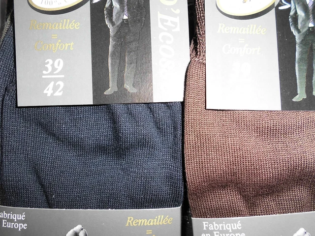 12 Paires De Chaussettes Fil D Ecosse Multicolore Et Noir 100% Coton