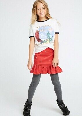 New Girls Skirt Age 14-15 Years Cord Heart Detail Marks & Spencer Cord Mini