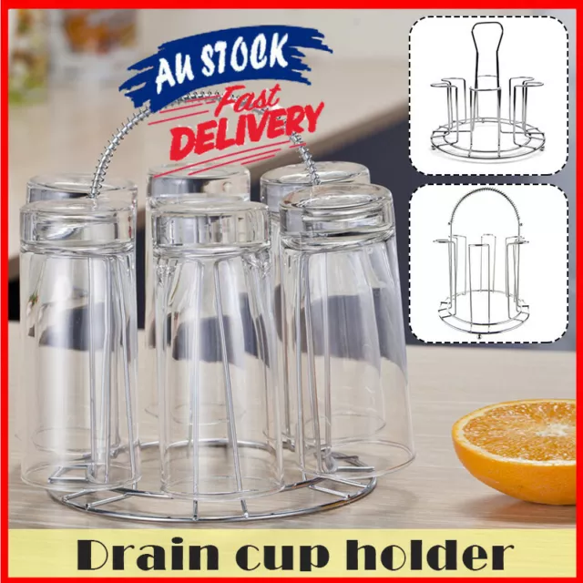 Metal Glass Cup Rack Water Mug Stand Drainer Cup Holder Drying Organizer Home