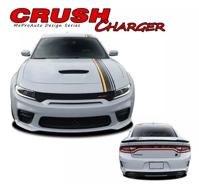 For 2015-2023 Dodge Charger Racing Stripes CRUSH Hood Decals Vinyl Graphics 3M