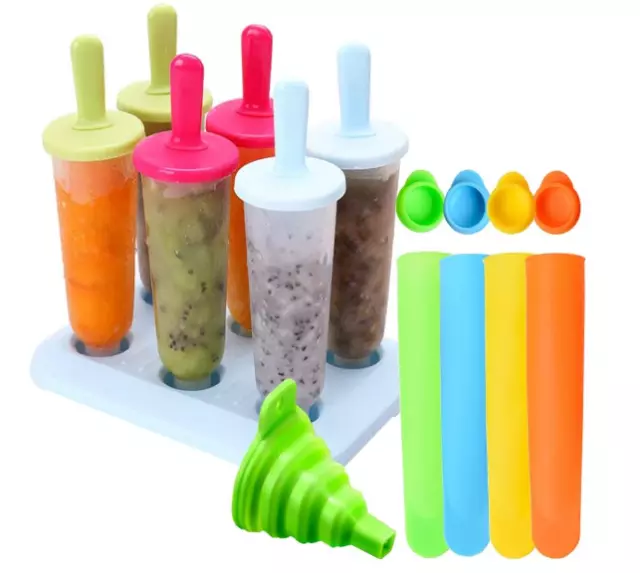 11 Pack Ice Lolly Moulds Set,Ice Lolly & Popsicle Maker,Reusable Moulds For Kids