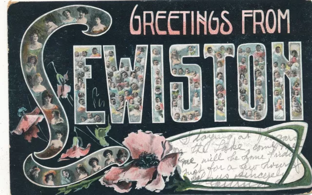 LEWISTON NY - Many Faces Greetings From Lewiston Postcard - udb - 1907