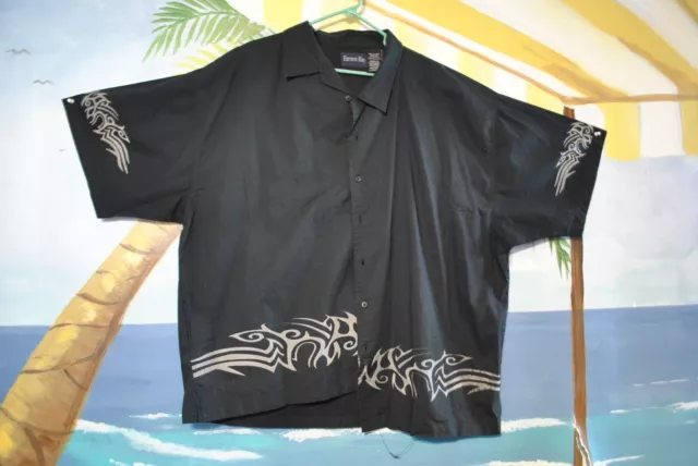 Earnest Ray Tropics Tribal Black Button Down Mens Dress Shirt