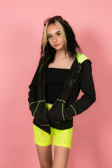 Vintage Black & Lime Green Embroidered Puma Sweatshirt Hoodie Jacket