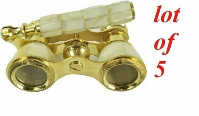 maritime brass binoculars nautical mother of pearl spyglass Set of 5 Unit Gift
