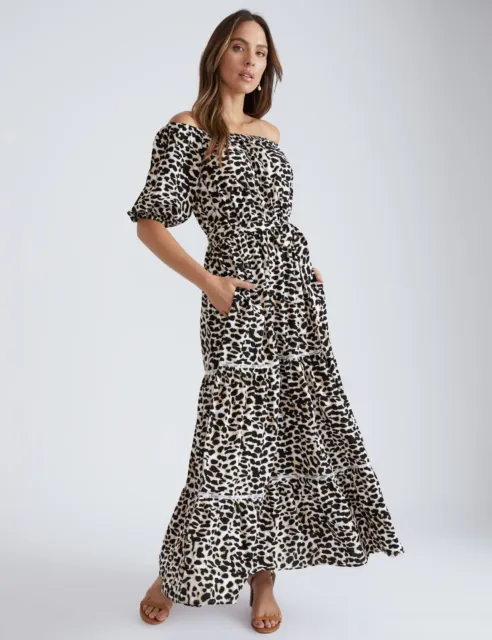 KATIES - Womens Dress -  Short Sleeve Printed Tiered Maxi Dress