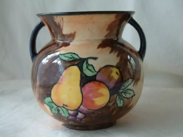 Antique Double Handled, Hand Painted Ceramic Vase by H&K 'Luscious' Design.