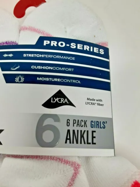 Reebok Girls Pro-Series Ankle Socks 6-Pack Size Small Fits Shoe Size 6 - 10.5 3