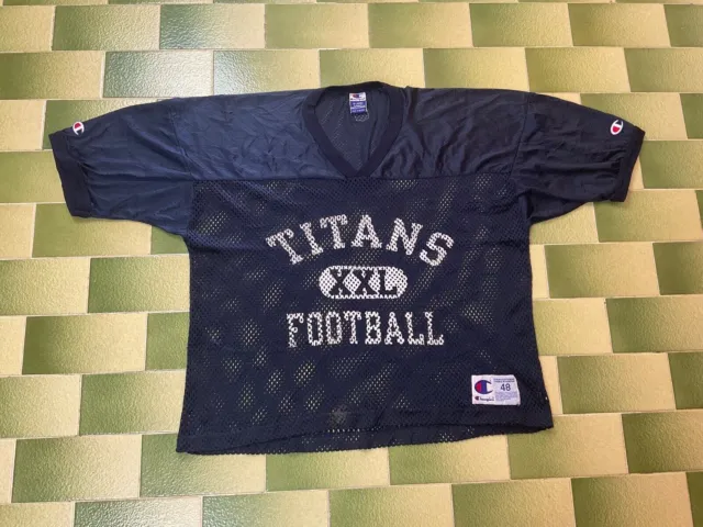 Vintage NFL Titans Football Cropped Mesh Top Jersey by Champion Size 48 XL