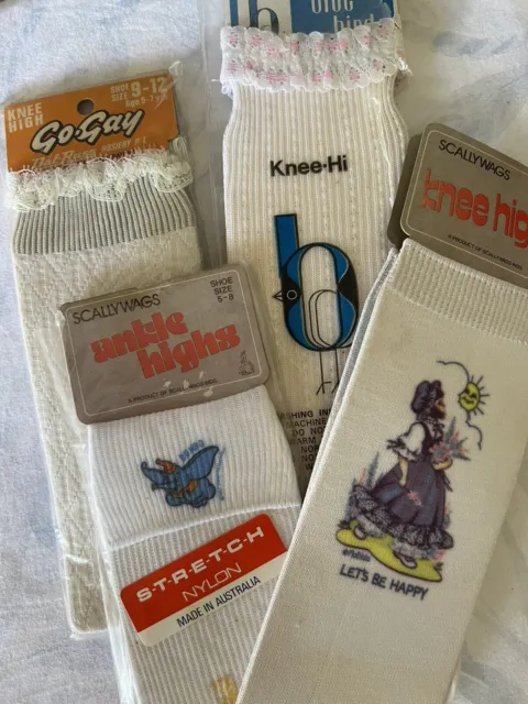 Vintage 80s Mixed Lot kids socks Scallywags - Matilda & Dumbo, Bird Blue,Go-Gay