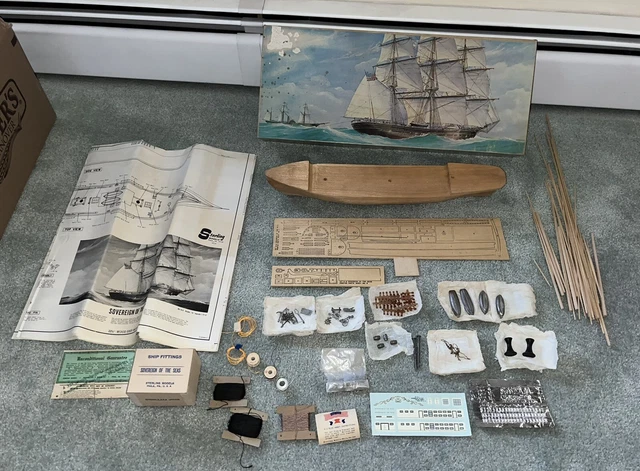 Vintage Sterling Models 'Sovereign of the Seas' Wood Ship Model Kit 1976 USA