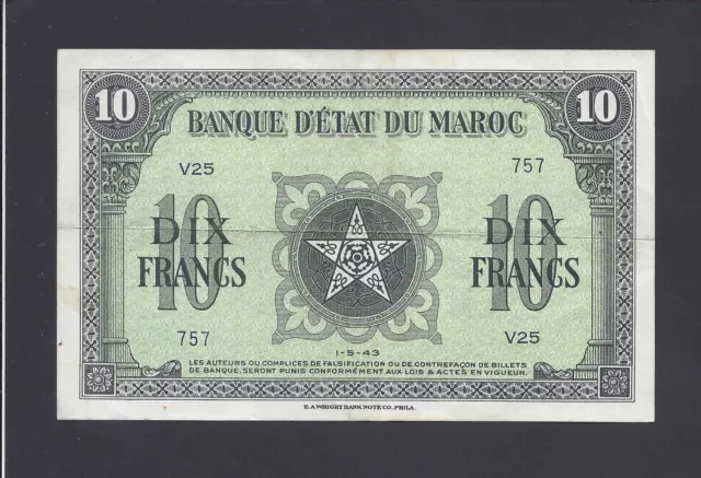 Morocco  -  10  Francs  1943          @       @