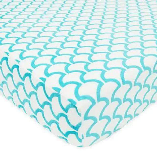 American Baby Co. Aqua Sea Waves Chenille Crib Sheet, Bed Sheets