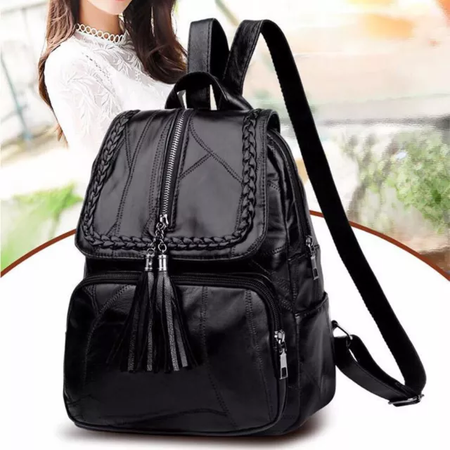 Women Girls Leather Backpack Travel Rucksack School Double Shoulder Bag Travel