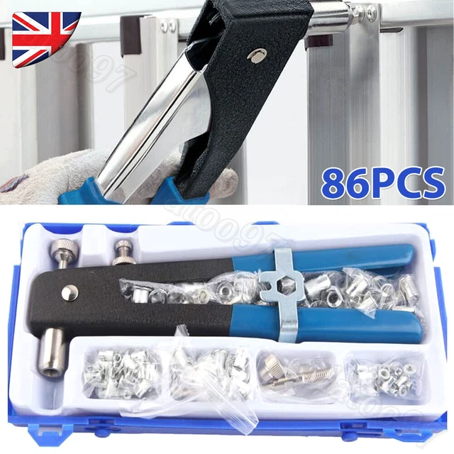 86Pcs Threaded Nut Rivet Gun M3 M4 M5 M6 M8 Insert Tool Riveter Rivnut Nutsert