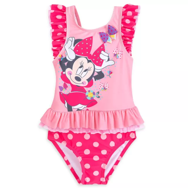 NWT Disney Store Minnie Mouse Deluxe 2pc Swimsuit Girls UPF 50+ 2
