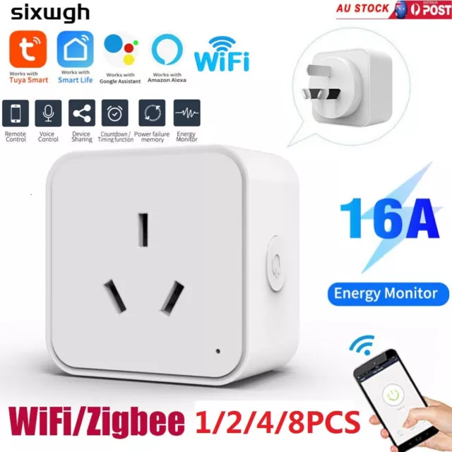 Tuya WiFi / Zigbee 16A Smart AU Socket Plug Voice Control for Alexa Google Home