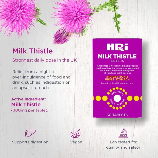 MILK THISTLE 30 Tablets to Relieve Symptoms Associated with over