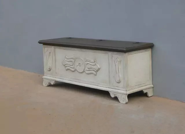 Cassapanca panca baule laccata Shabby Chic, '900 - L 119,5 cm!