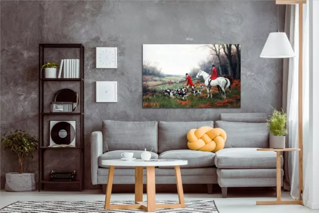 Fox Hunting Calling up the Hounds Canvas Wall Art Picture Print 3