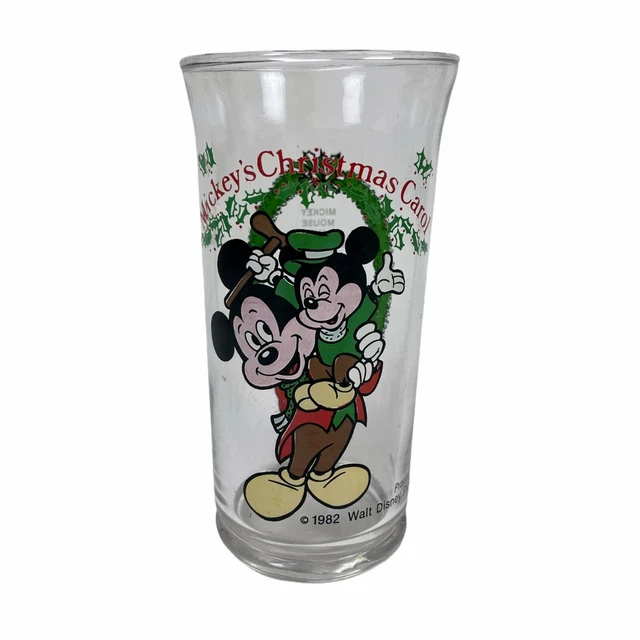 Mickeys Christmas Carol Clear Tall Glass 1982 Walt Disney Coca Cola Mickey Mouse