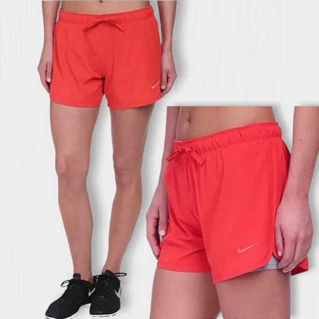 Nike Dri Fit Phantom Dual Running Shorts Fold Over Waist Orange Sz S