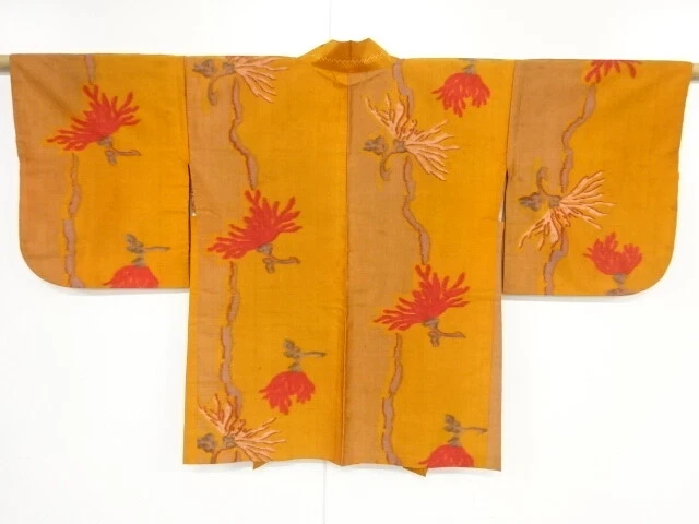 82946# Japanese Kimono / Antique Haori / Meisen / Abstract Flower