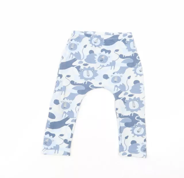 NEXT Girls Blue Geometric Cotton Jogger Trousers Size 2-3 Years Regular - Lion