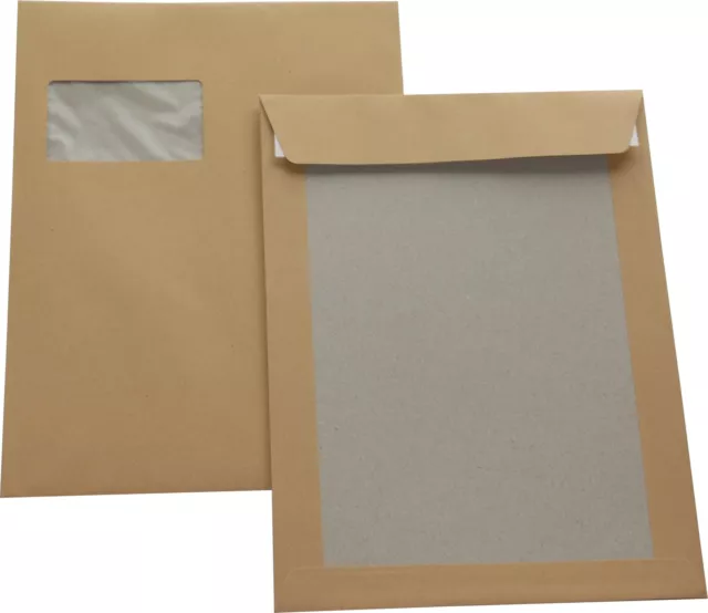 10 Pièces Enveloppes avec Fond en Carton C4 Braun avec Fenêtre Enveloppes