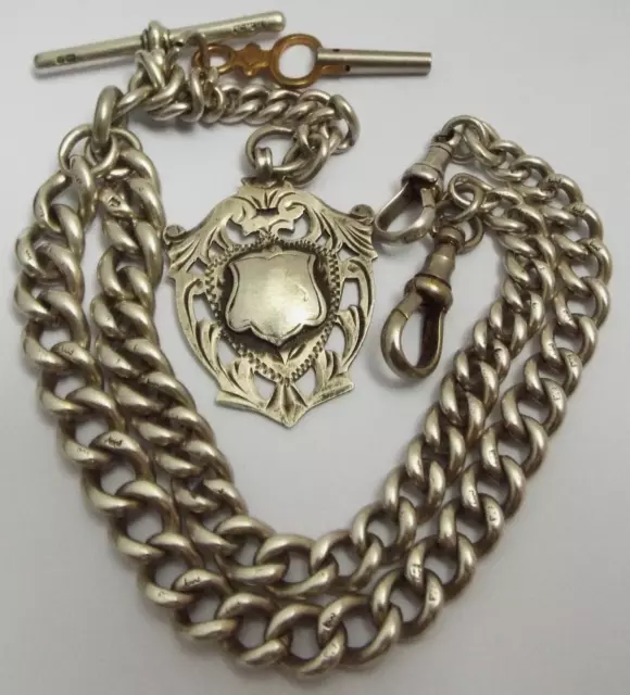 Antique silver double sales albert watch chain