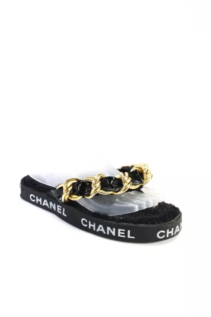 Chanel Black Patent CC Logo T Strap Thong Sandals Size 36 Chanel | The  Luxury Closet