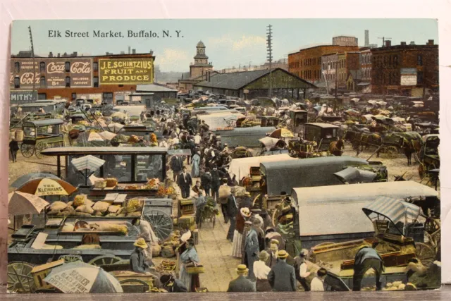 New York NY Buffalo Elk Street Market Postcard Old Vintage Card View Standard PC