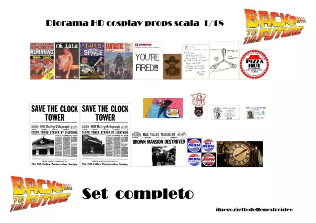 Back to the Future Ritorno al Futuro Diorama props 1/18 Set Completo miniatura