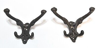 2 Matching Vintage Metal 4 Prong Wall Coat Or Hat Hooks