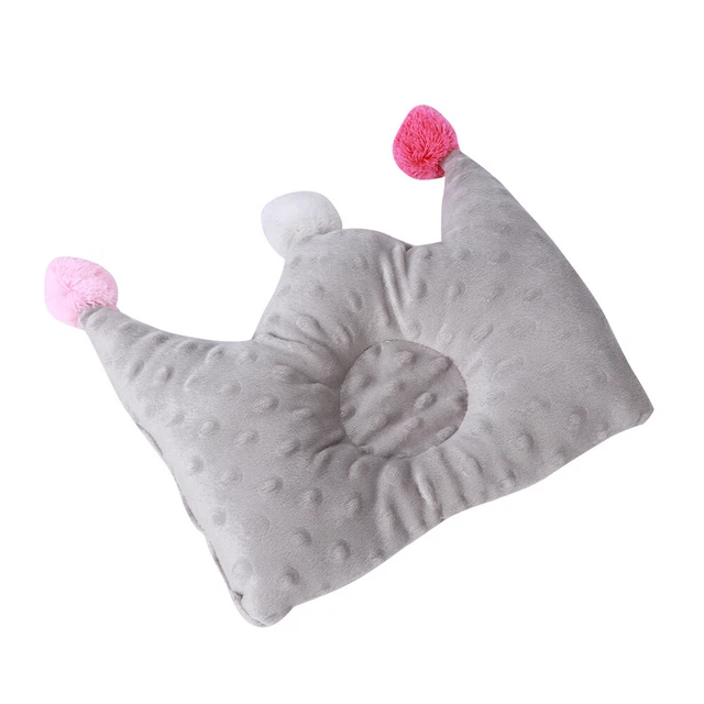 (Red Fox)Flat Bright Color Cotton Crown Shape Prevent Flat Head Pillow Infant
