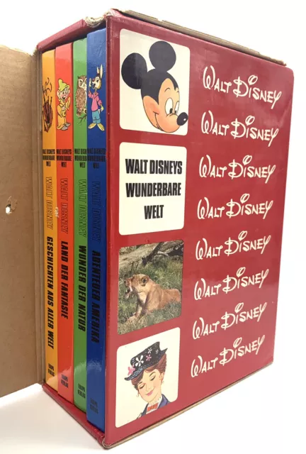 Walt Disneys Wunderbare Welt 4 Bücher im Pappschubber Hardcover - Vintage Retro