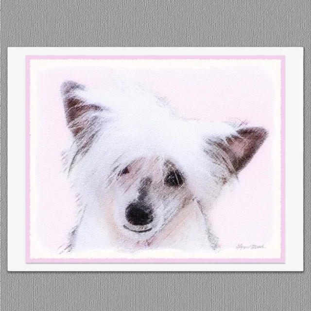 6 Chinese Crested Powder Puff Powderpuff Dog Blank Art Note Greeting Cards