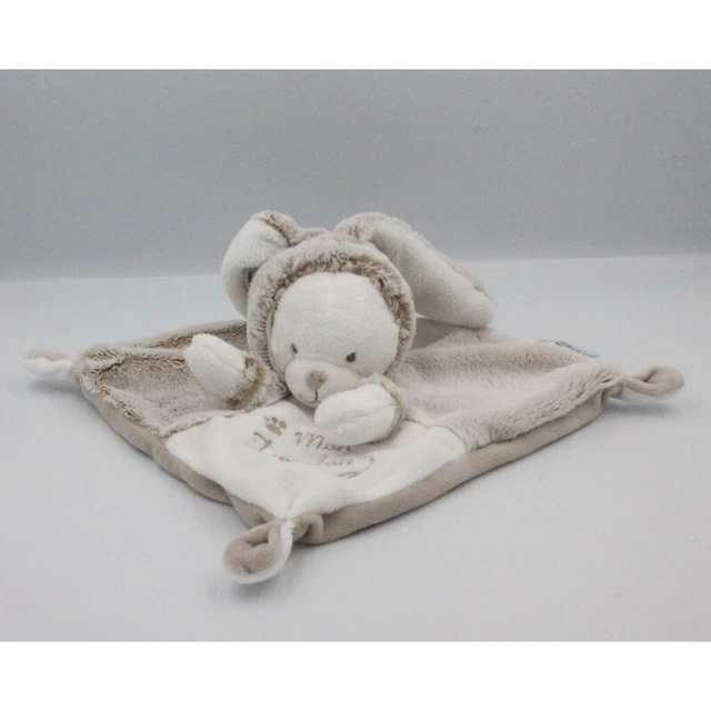 Doudou plat ours déguisé en lapin blanc gris marron SIMBA TOYS - 20821