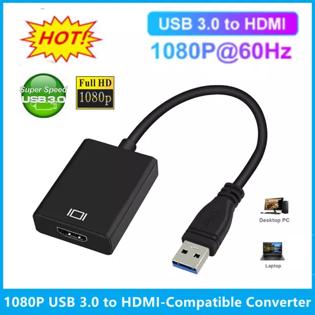 USB 3.0 zu HDMI HD Videokabel Adapter Konverter für PC HDTV Laptop 1080P NEU HOT